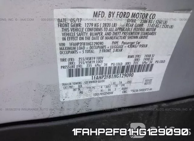 1FAHP2F81HG129090 фото 10