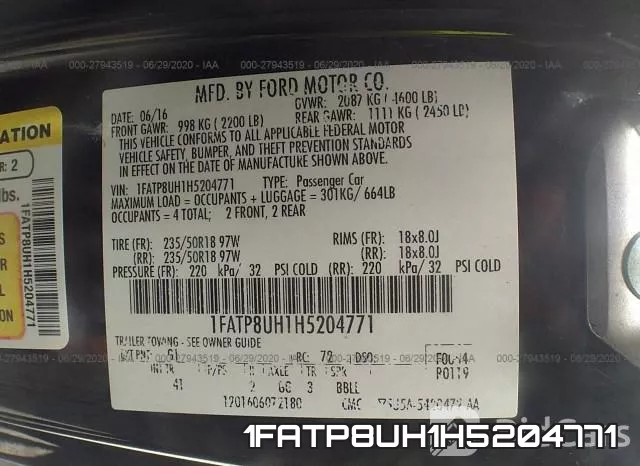 1FATP8UH1H5204771 фото 10