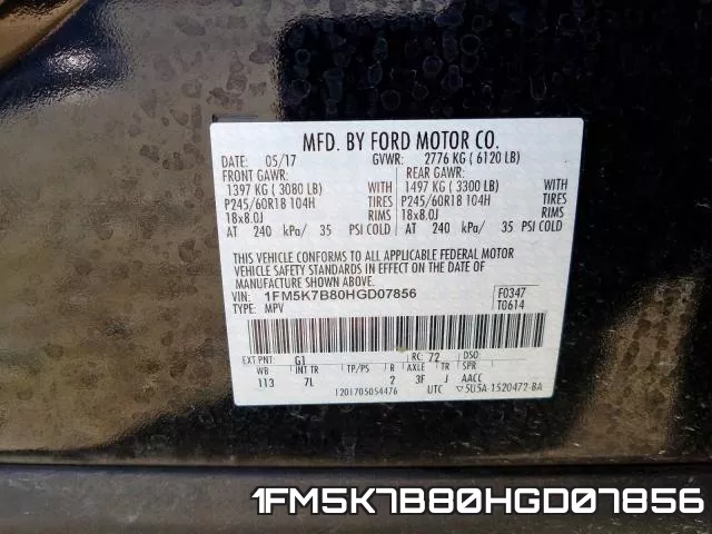 1FM5K7B80HGD07856 фото 2