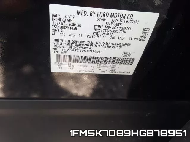 1FM5K7D89HGB78951 фото 2