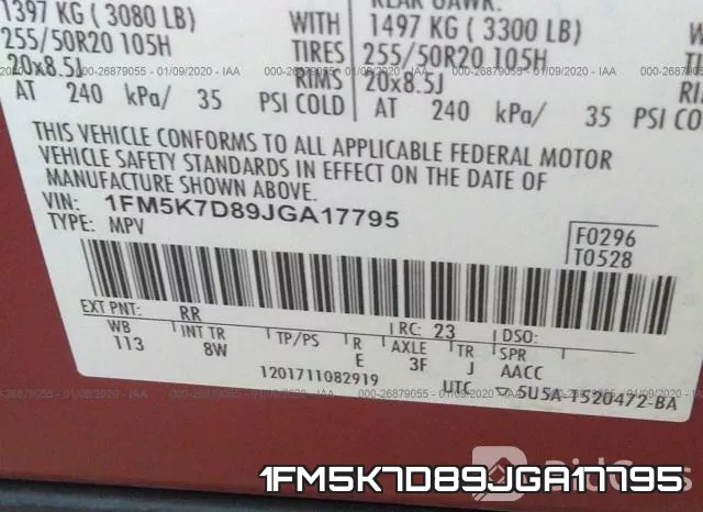 1FM5K7D89JGA17795 фото 10