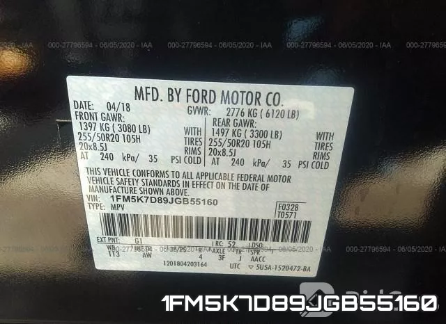 1FM5K7D89JGB55160 фото 10