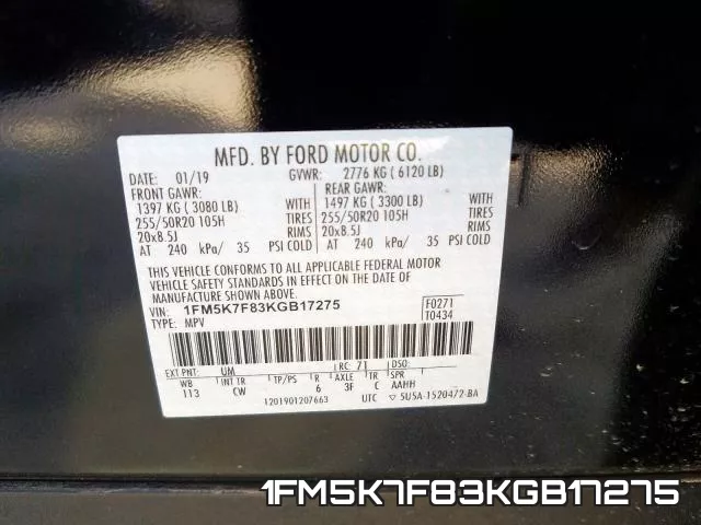 1FM5K7F83KGB17275 фото 2