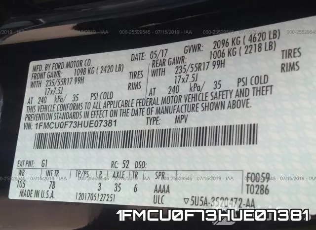 1FMCU0F73HUE07381 фото 10