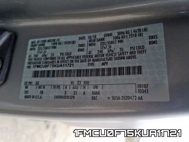1FMCU0F75KUA11721 фото 2