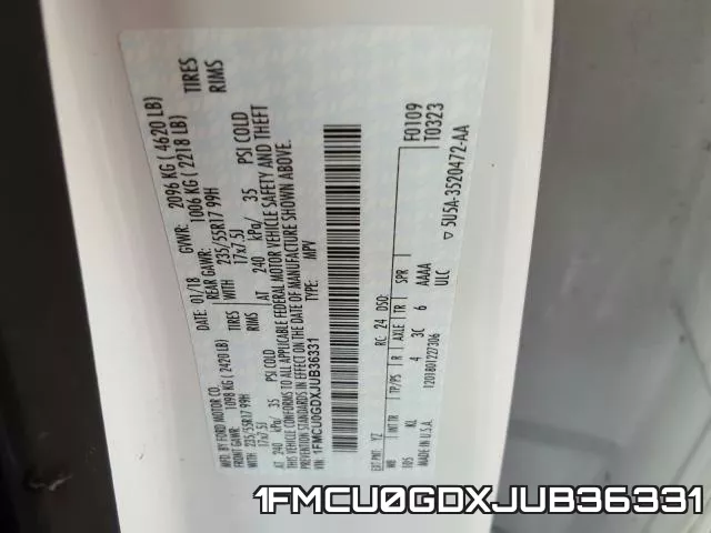 1FMCU0GDXJUB36331 фото 2