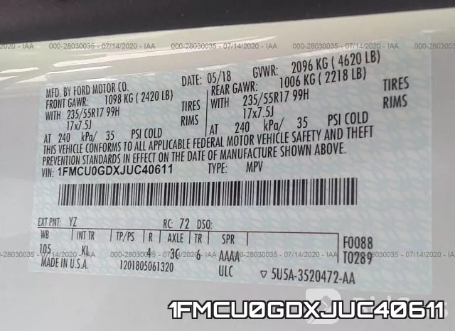 1FMCU0GDXJUC40611 фото 10