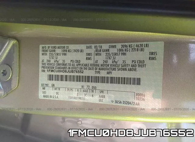 1FMCU0HD8JUB76552 фото 10