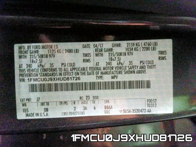 1FMCU0J9XHUD81726 фото 2