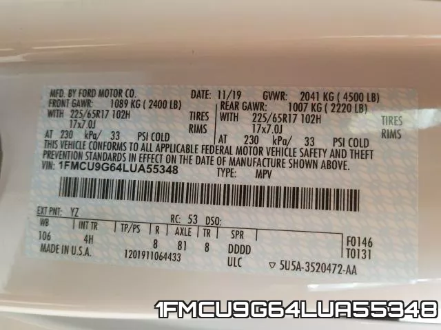 1FMCU9G64LUA55348 фото 2