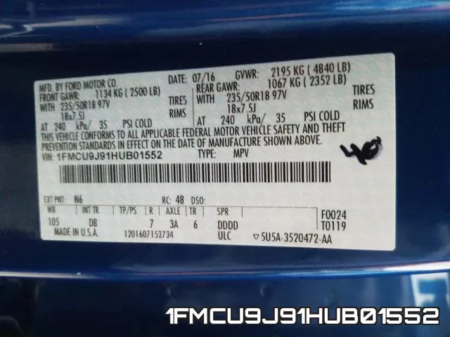 1FMCU9J91HUB01552 фото 2