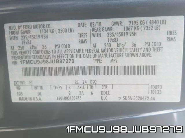 1FMCU9J98JUB97279 фото 2