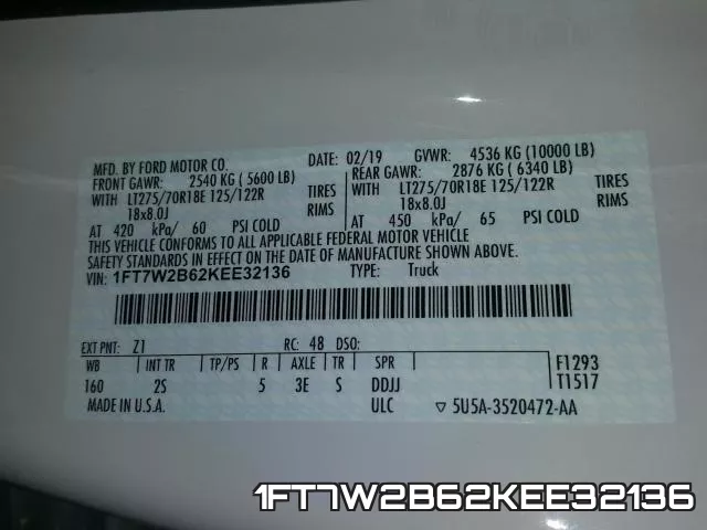 1FT7W2B62KEE32136 фото 2
