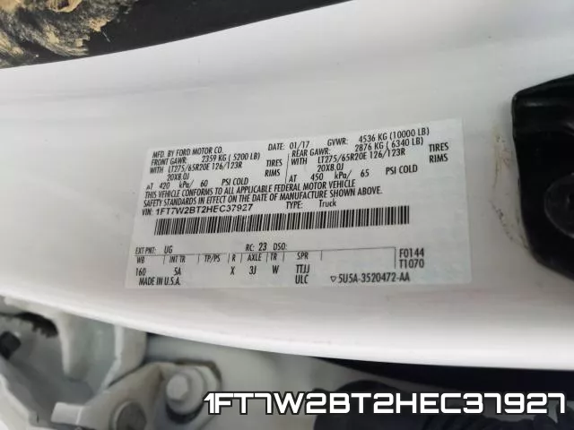 1FT7W2BT2HEC37927 фото 2