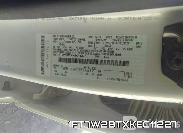 1FT7W2BTXKEC11227 фото 10