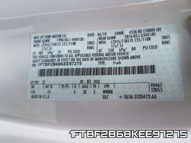 1FTBF2B68KEE97275 фото 2