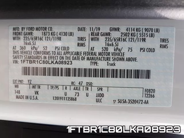 1FTBR1C80LKA08923 фото 2