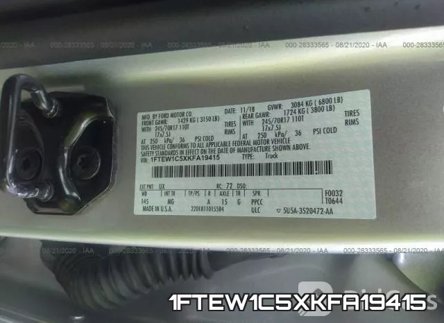 1FTEW1C5XKFA19415 фото 10