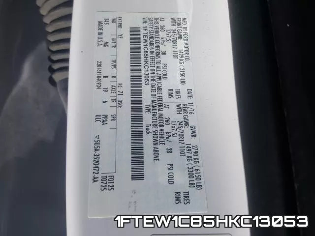 1FTEW1C85HKC13053 фото 2