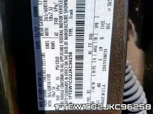 1FTEW1CG2JKC96258 фото 2