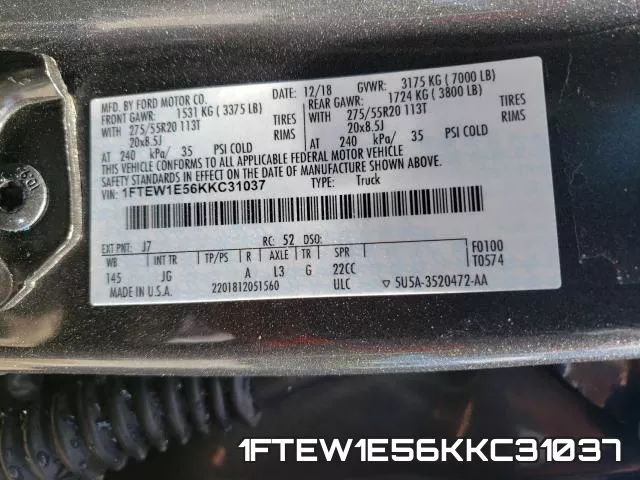 1FTEW1E56KKC31037 фото 2