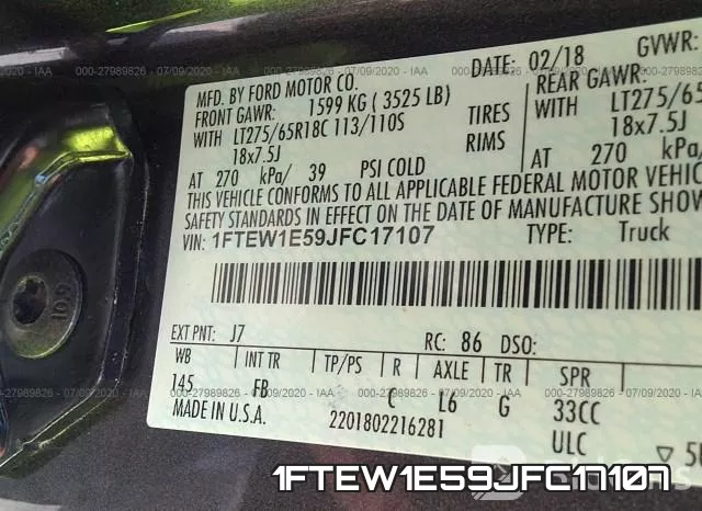 1FTEW1E59JFC17107 фото 10