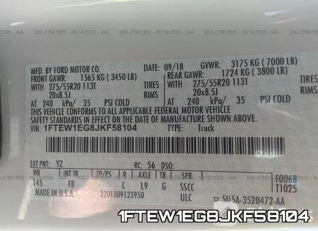 1FTEW1EG8JKF58104 фото 10