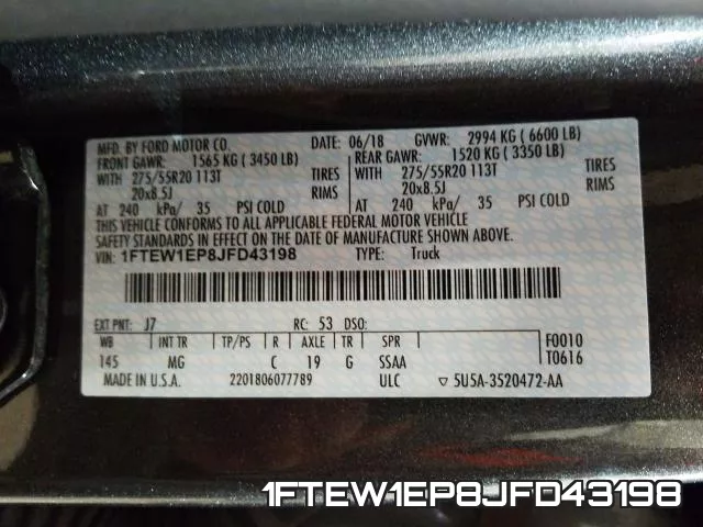 1FTEW1EP8JFD43198 фото 2
