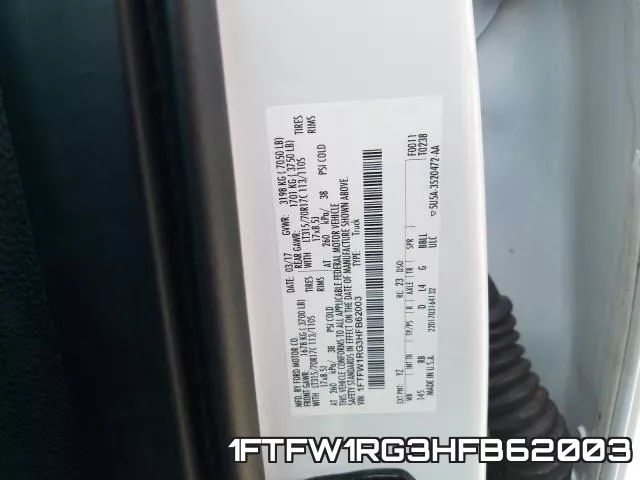1FTFW1RG3HFB62003 фото 2