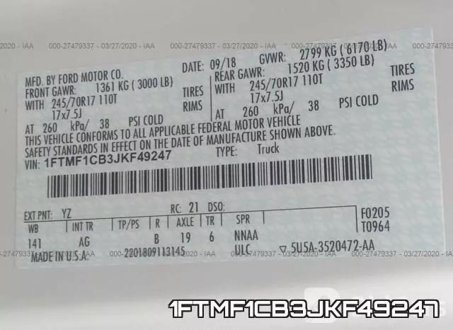 1FTMF1CB3JKF49247 фото 10