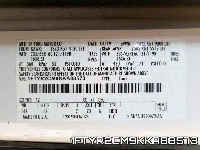1FTYR2CM9KKA88573 фото 2