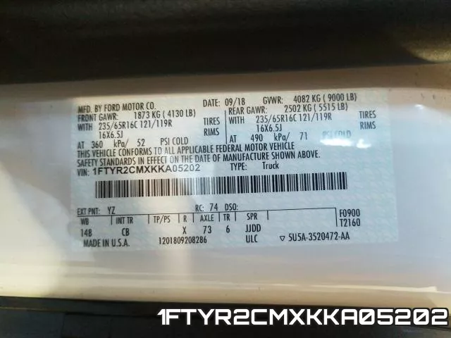 1FTYR2CMXKKA05202 фото 2