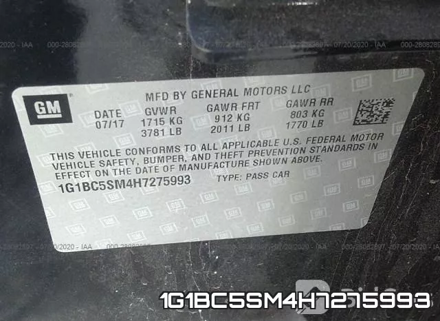 1G1BC5SM4H7275993 фото 10