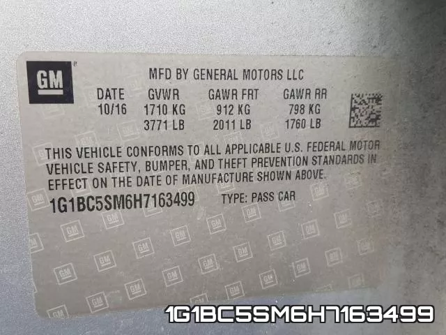 1G1BC5SM6H7163499 фото 2