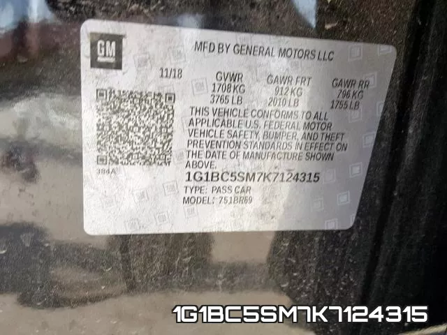1G1BC5SM7K7124315 фото 2