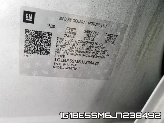 1G1BE5SM6J7238492 фото 2