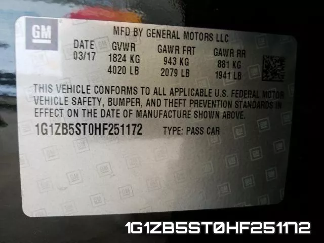 1G1ZB5ST0HF251172 фото 2