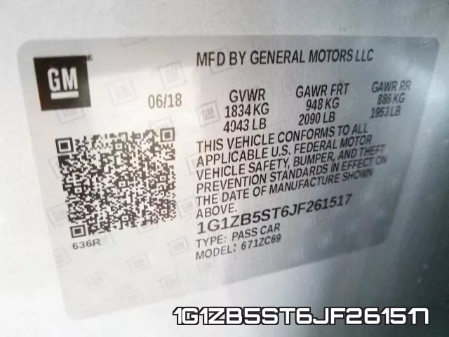 1G1ZB5ST6JF261517 фото 2