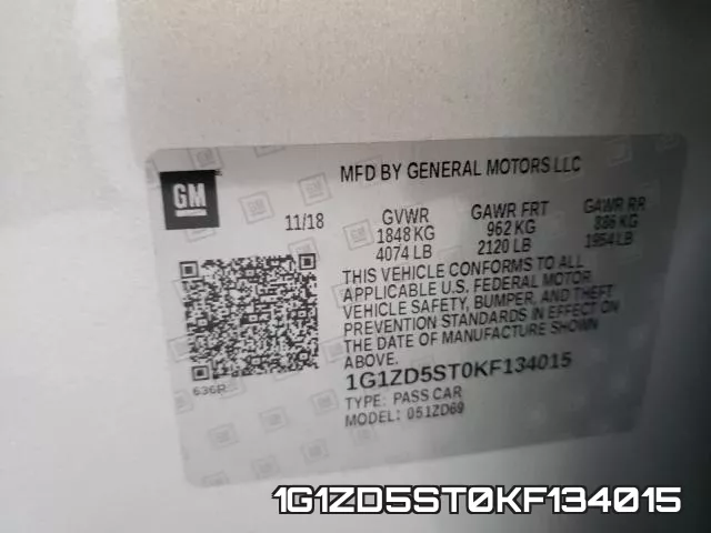 1G1ZD5ST0KF134015 фото 2