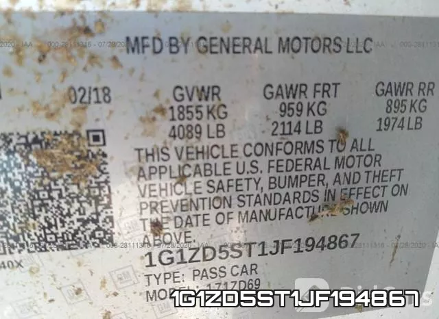1G1ZD5ST1JF194867 фото 10