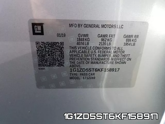 1G1ZD5ST6KF158917 фото 2