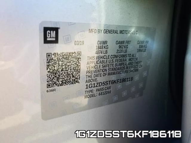1G1ZD5ST6KF186118 фото 2