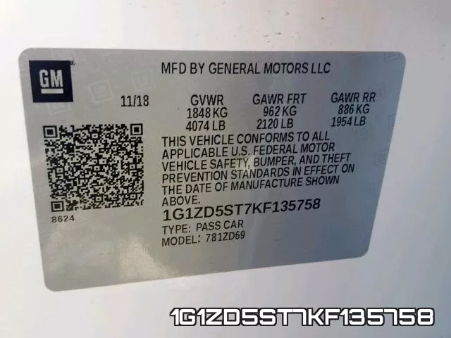 1G1ZD5ST7KF135758 фото 2