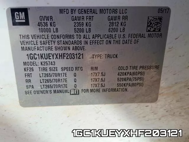 1GC1KUEYXHF203121 фото 2