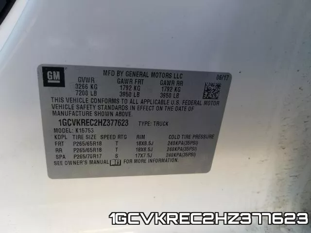 1GCVKREC2HZ377623 фото 2