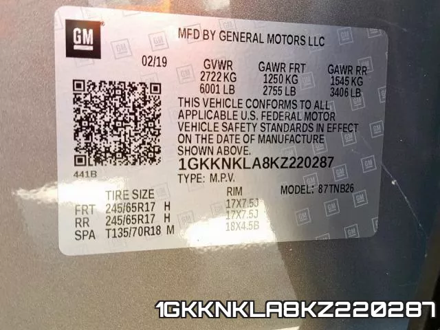 1GKKNKLA8KZ220287 фото 2