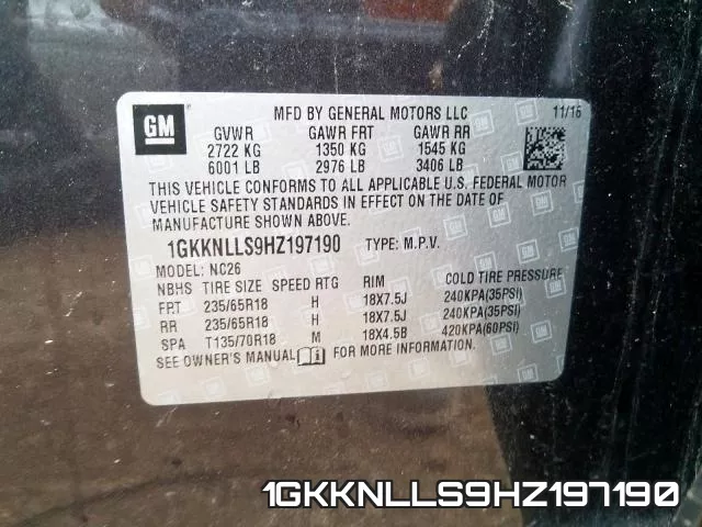 1GKKNLLS9HZ197190 фото 2