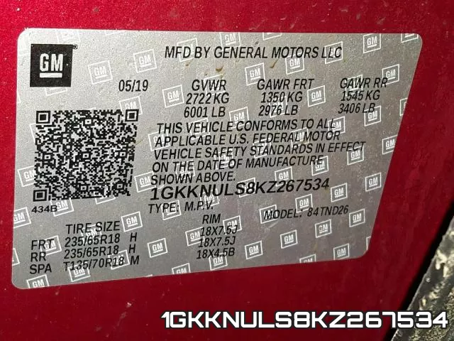 1GKKNULS8KZ267534 фото 2