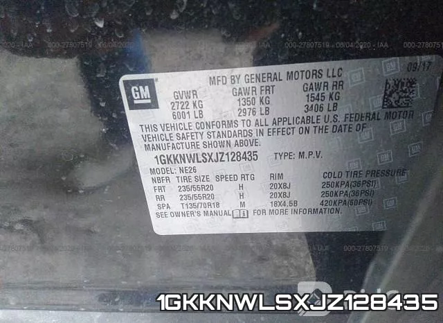 1GKKNWLSXJZ128435 фото 10