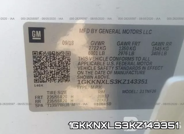 1GKKNXLS3KZ143351 фото 10